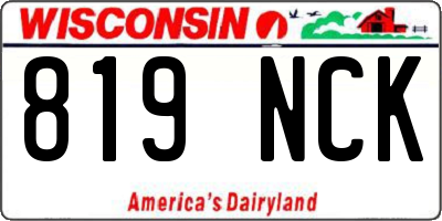WI license plate 819NCK
