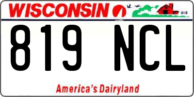 WI license plate 819NCL