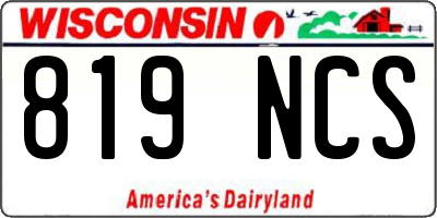 WI license plate 819NCS