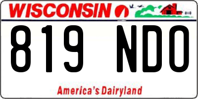 WI license plate 819NDO