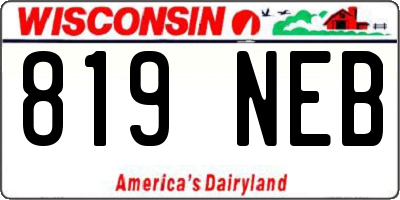 WI license plate 819NEB