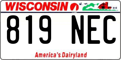 WI license plate 819NEC