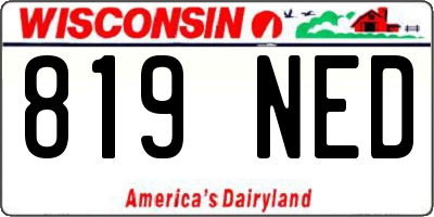 WI license plate 819NED