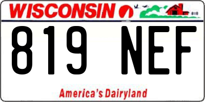 WI license plate 819NEF