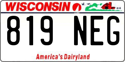 WI license plate 819NEG