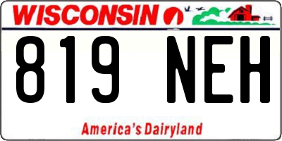 WI license plate 819NEH