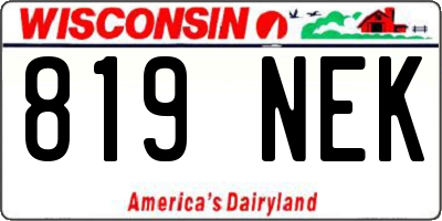 WI license plate 819NEK