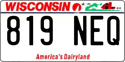 WI license plate 819NEQ