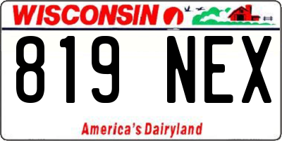 WI license plate 819NEX