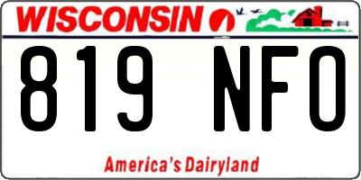 WI license plate 819NFO