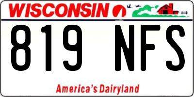 WI license plate 819NFS