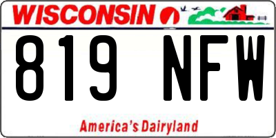 WI license plate 819NFW