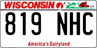 WI license plate 819NHC