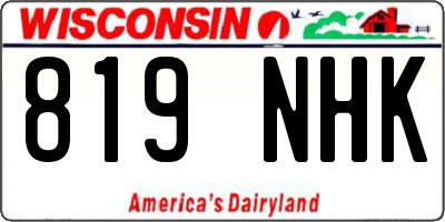 WI license plate 819NHK