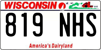 WI license plate 819NHS