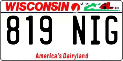 WI license plate 819NIG