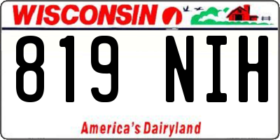 WI license plate 819NIH