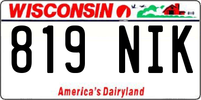 WI license plate 819NIK