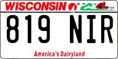 WI license plate 819NIR