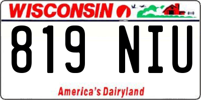WI license plate 819NIU