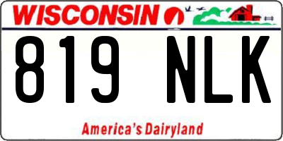 WI license plate 819NLK