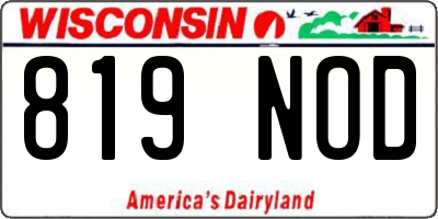 WI license plate 819NOD
