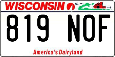 WI license plate 819NOF