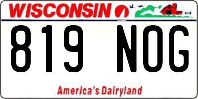 WI license plate 819NOG