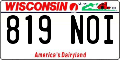 WI license plate 819NOI