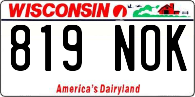 WI license plate 819NOK