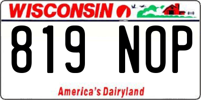 WI license plate 819NOP