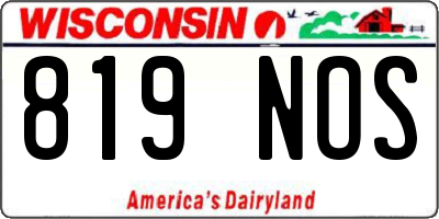 WI license plate 819NOS