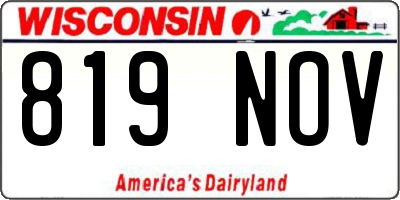 WI license plate 819NOV