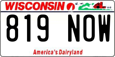 WI license plate 819NOW