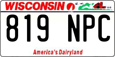WI license plate 819NPC