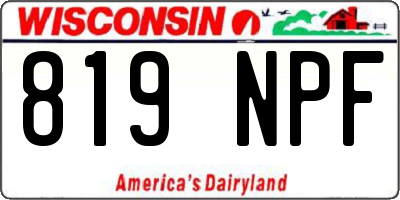 WI license plate 819NPF