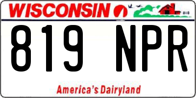 WI license plate 819NPR