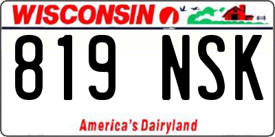 WI license plate 819NSK
