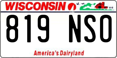 WI license plate 819NSO