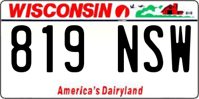 WI license plate 819NSW