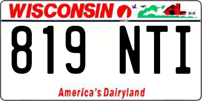 WI license plate 819NTI