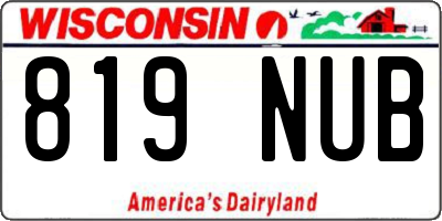 WI license plate 819NUB