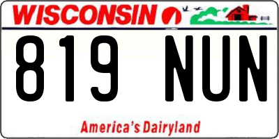 WI license plate 819NUN