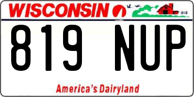 WI license plate 819NUP