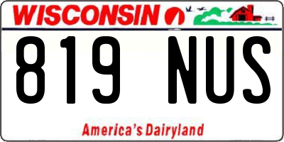 WI license plate 819NUS