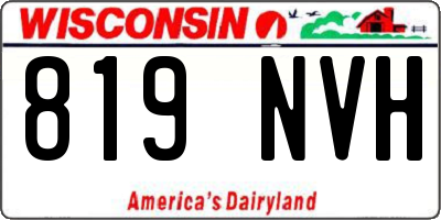 WI license plate 819NVH