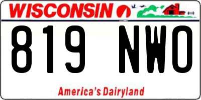WI license plate 819NWO