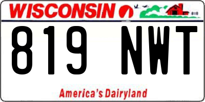 WI license plate 819NWT