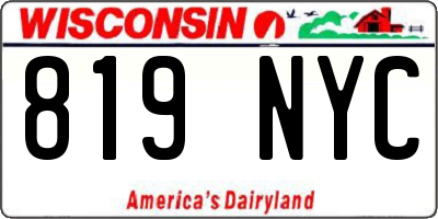 WI license plate 819NYC