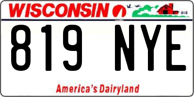WI license plate 819NYE